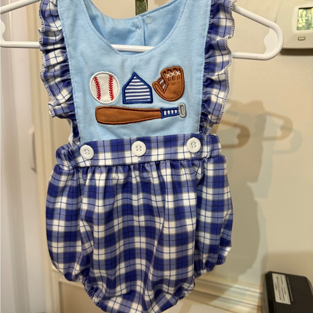 Blue Plaid Kids One Piece - Picture 2 of 9